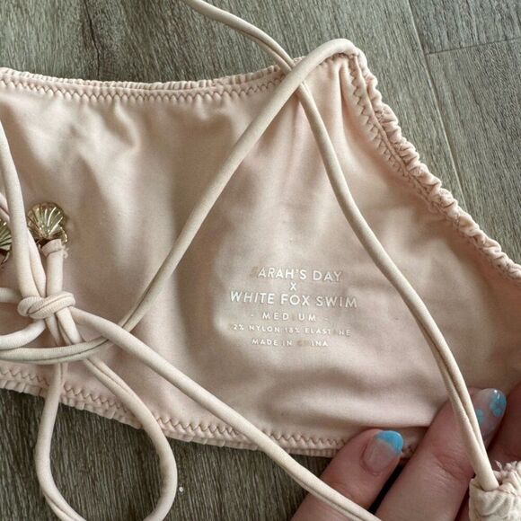 Sarah’s Day X White Fox Boutique Bikini Set Cheeky High Cut Ribbed Pink Tan M - Picture 6 of 9